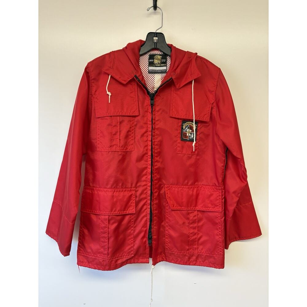 Stearns Womens M Red Vintage Rain Jacket Mesh Lined Full Zip Retro Fishing USA